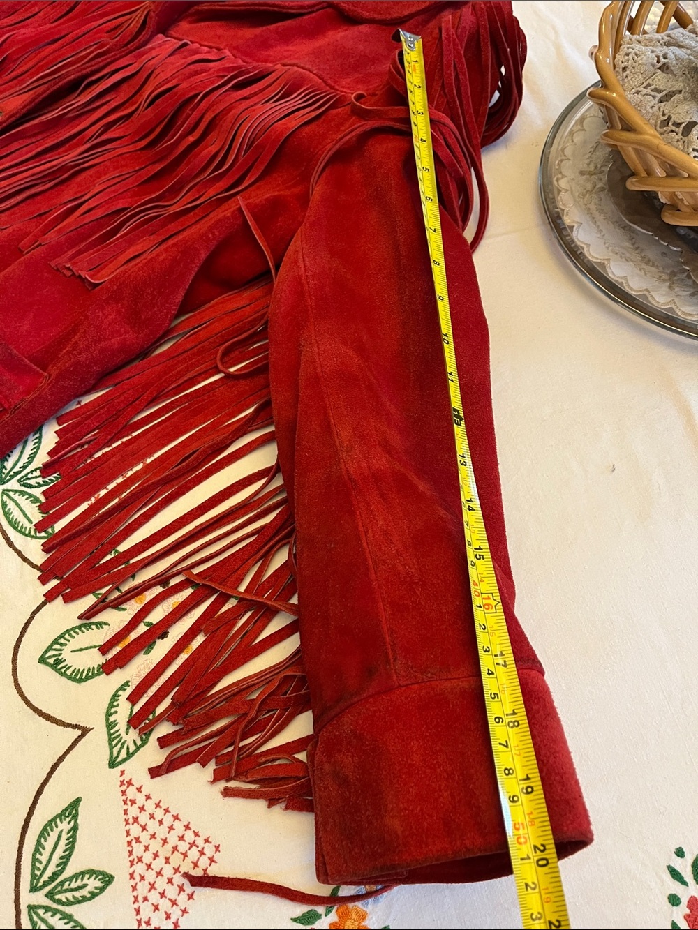 Vakko Red Suede Fringe Jacket - Picture 11 of 11